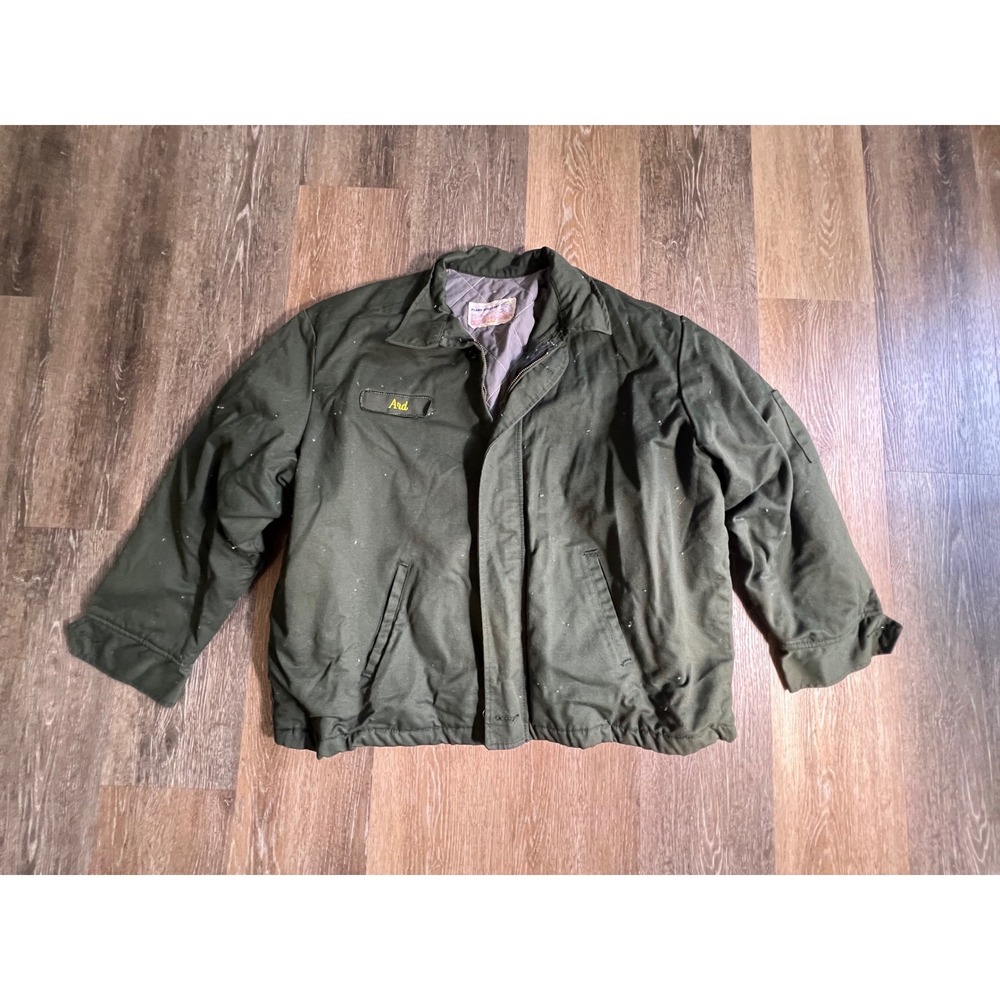 Riverside Work Jacket Mens XL Green Flame Resistant‎ Quilted Lined Vintage Ard
